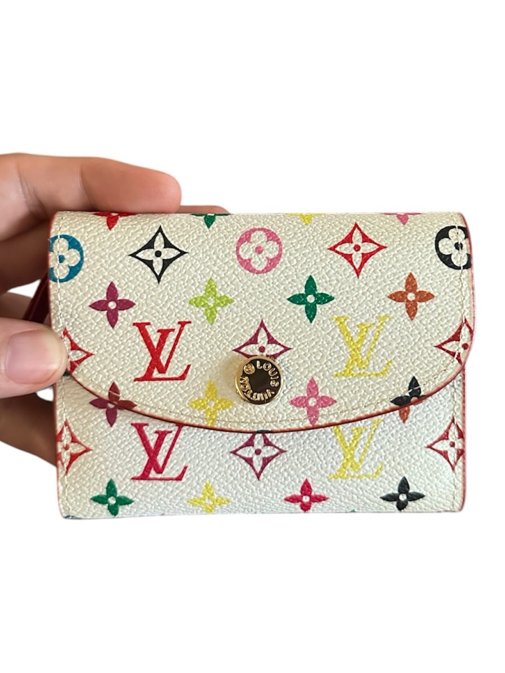 White Multicolor Monogram Small Wallet